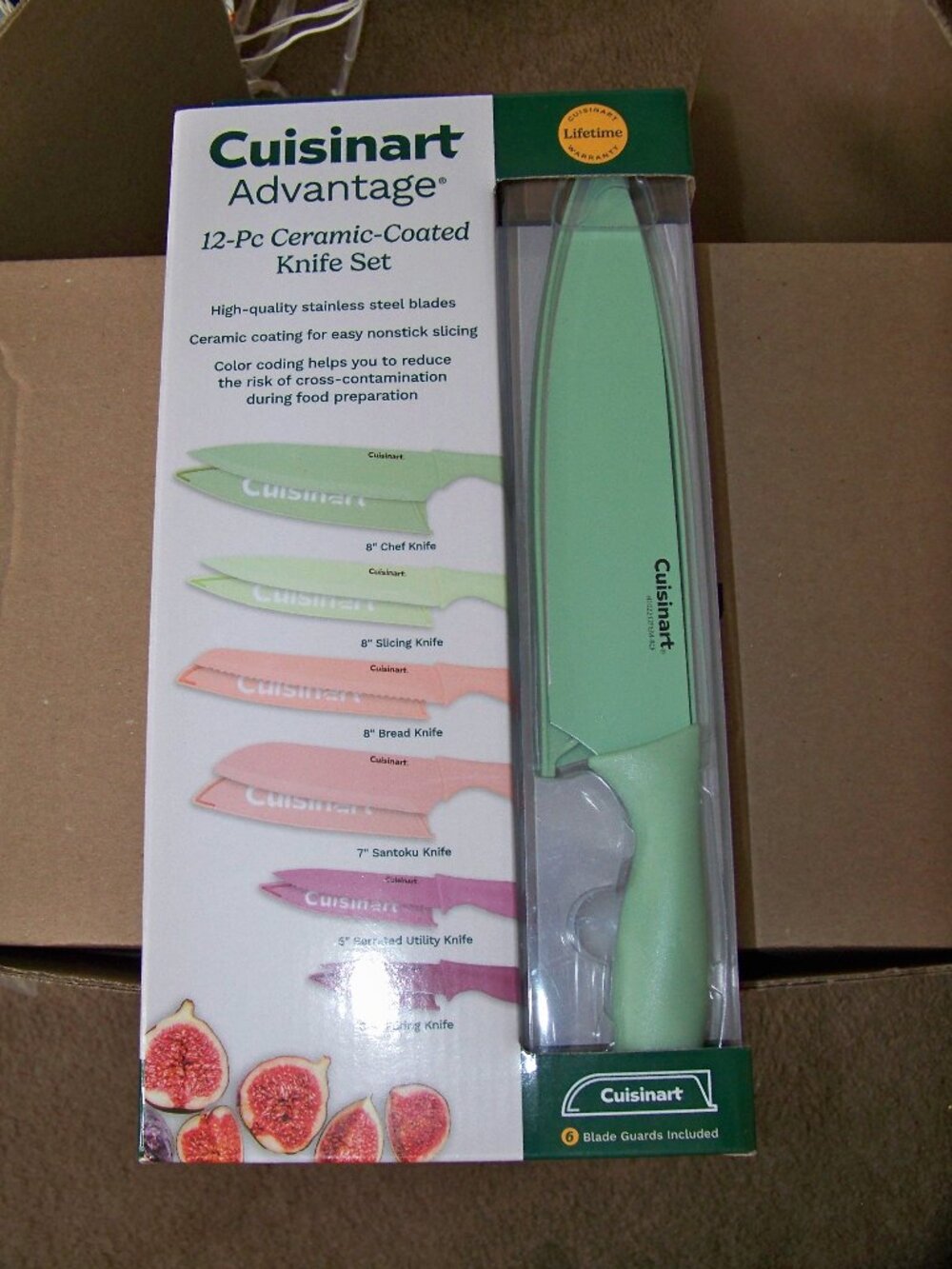 Cuisinart 12 Piece Ceramic Coated Knife Set, New